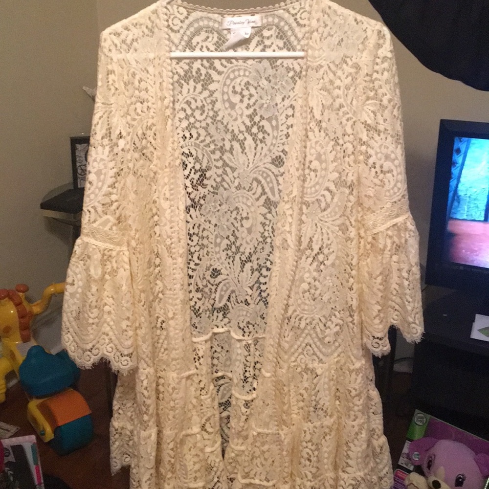 Lace Ruffle Cardigan Beige (Modern Vintage)